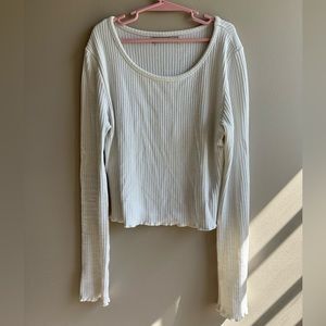 Active USA white ripped cropped long sleeve shirt